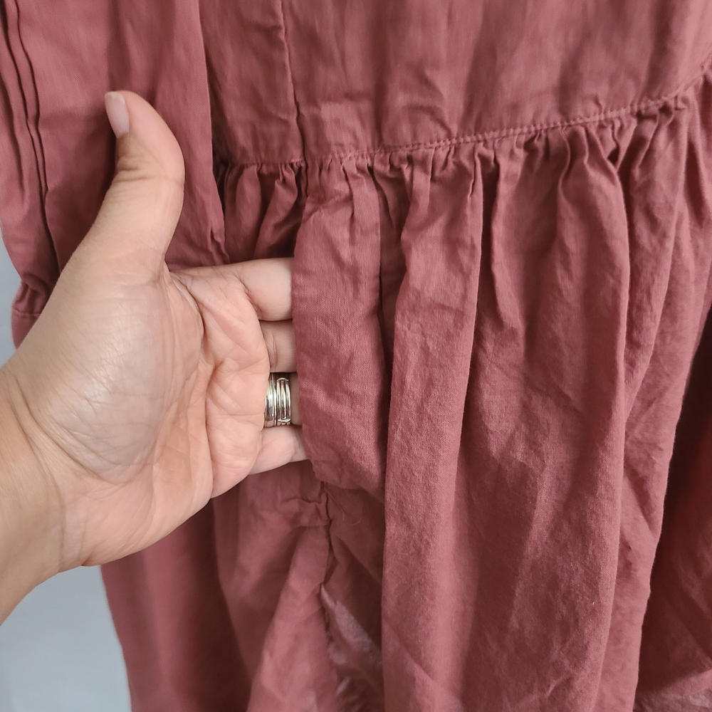 Grayson Sz 1 XS Mauve The Changemaker Half Button Pockets Drop Waist Shirt Dress - Picture 6 of 9